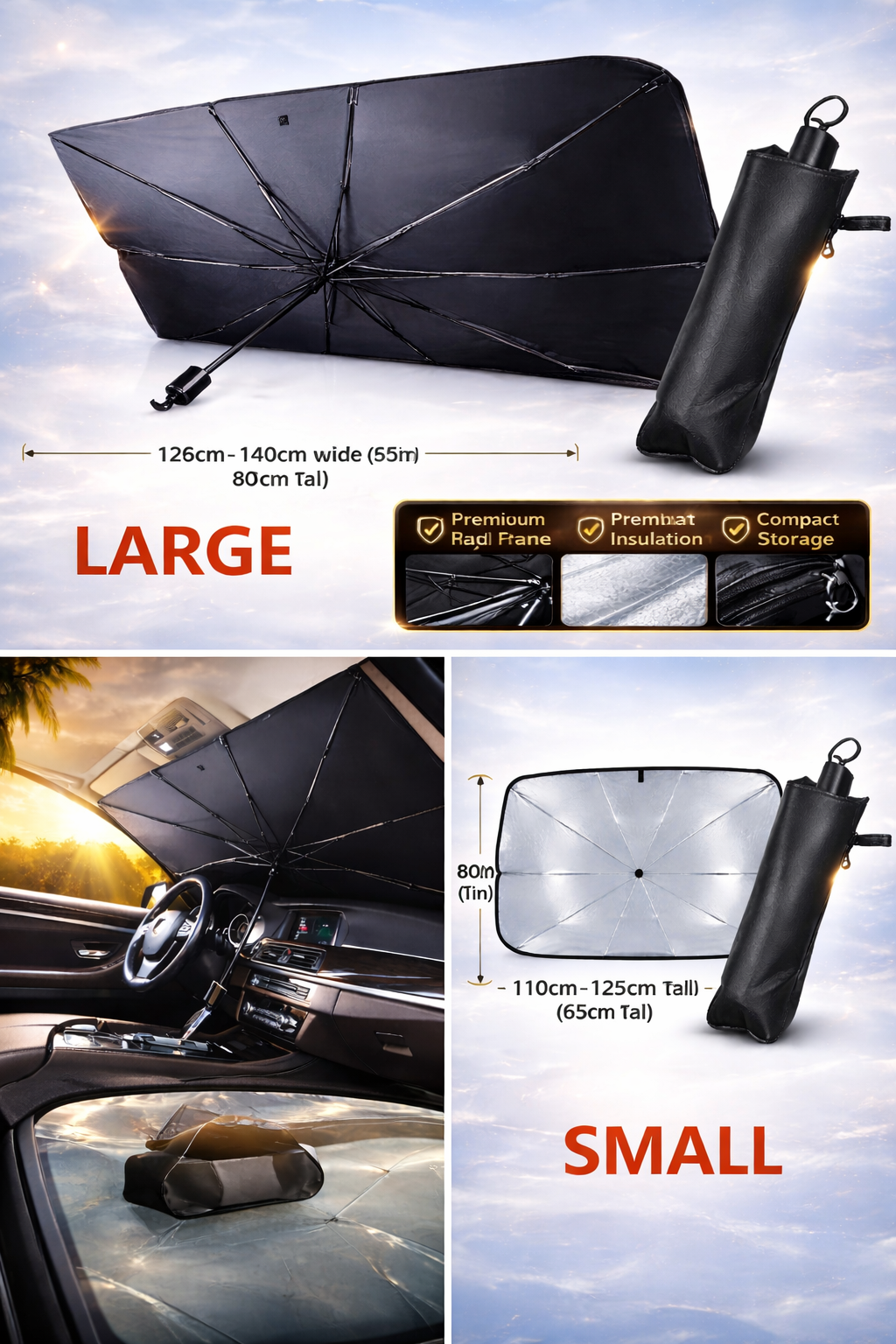 🚗 Foldable Windshield Sun Shade – Keep Your Car Cool in Seconds